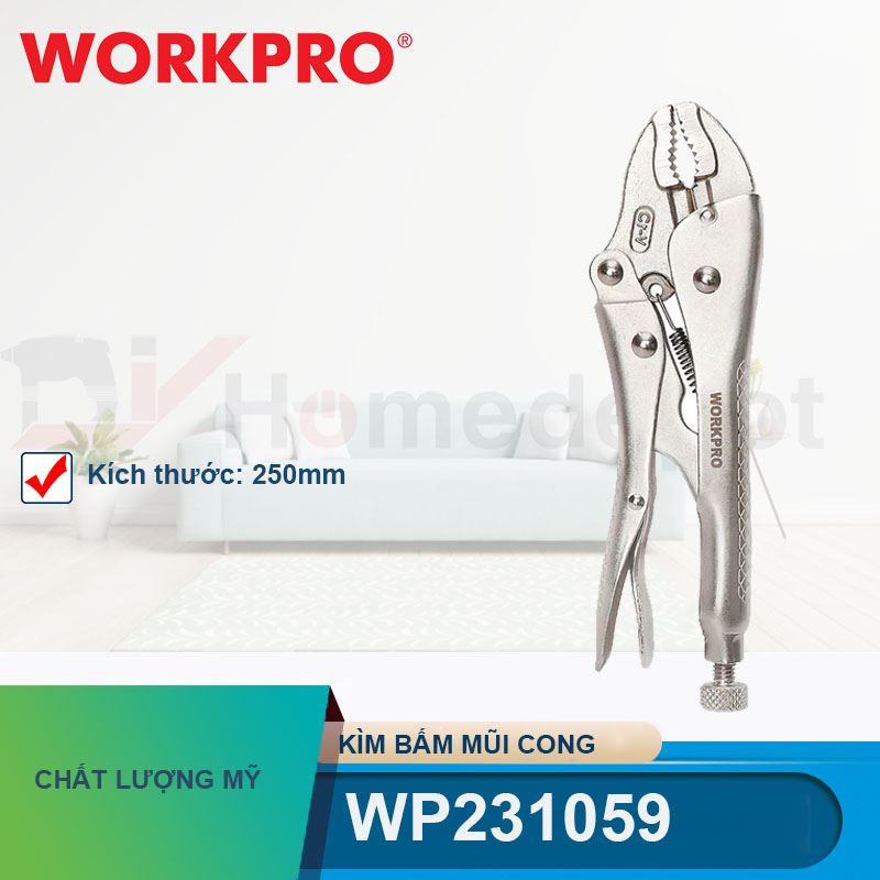 Kìm bấm mũi cong 10 inch 250mm Workpro - WP231059