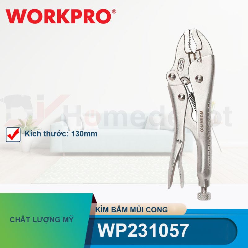 Kìm bấm mũi cong 5 inch 130mm Workpro - WP231057