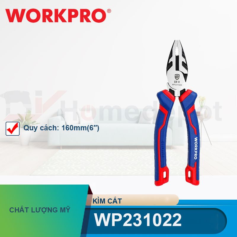 Kìm cắt bằng thép CR-V 6 inch 160mm Workpro - WP231022