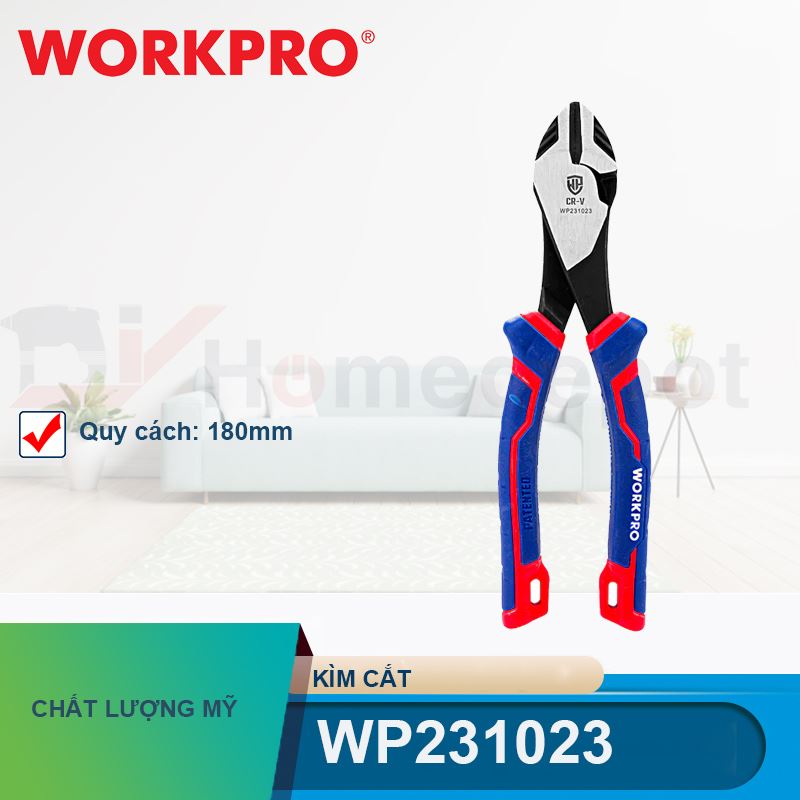 Kìm cắt bằng thép CR-V 7 inch 180mm cao cấp Workpro - WP231023