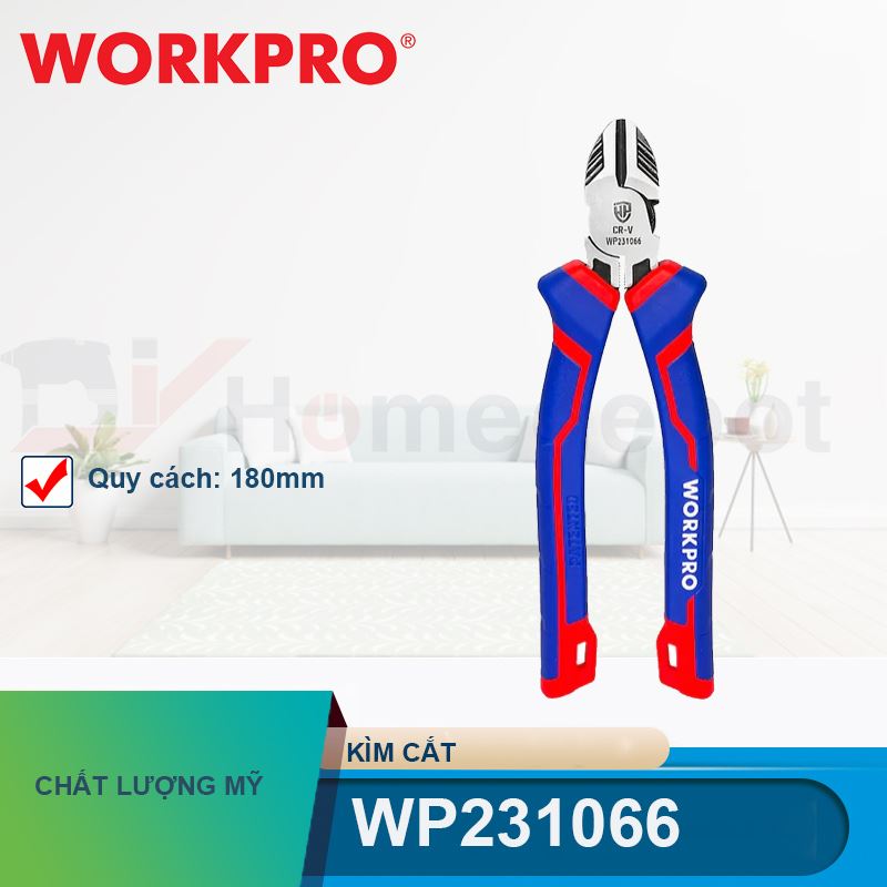 Kìm cắt bằng thép CR-V 7 inch 180mm Workpro- WP231066