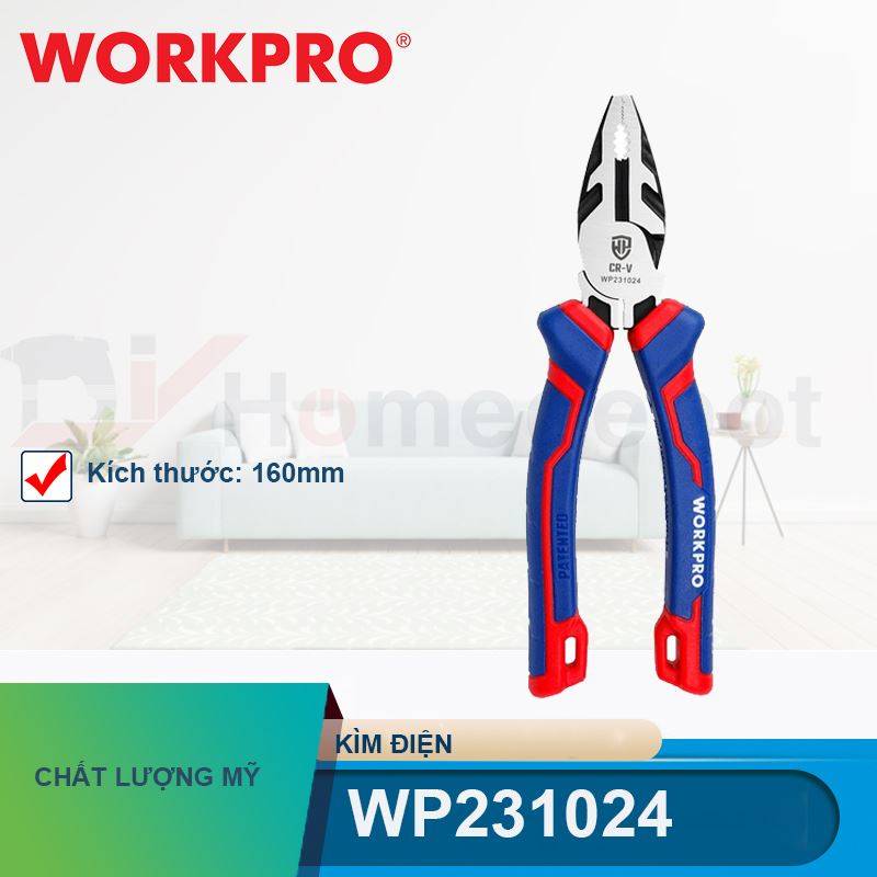 Kìm điện bằng thép CR-V 6 inch 160mm Workpro - WP231024