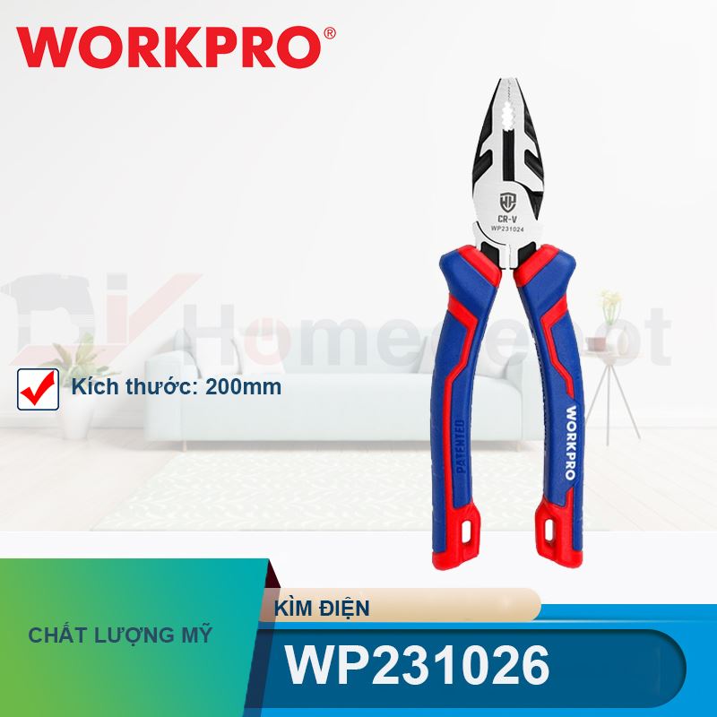 Kìm điện bằng thép CR-V 8 inch 200mm Workpro - WP231026