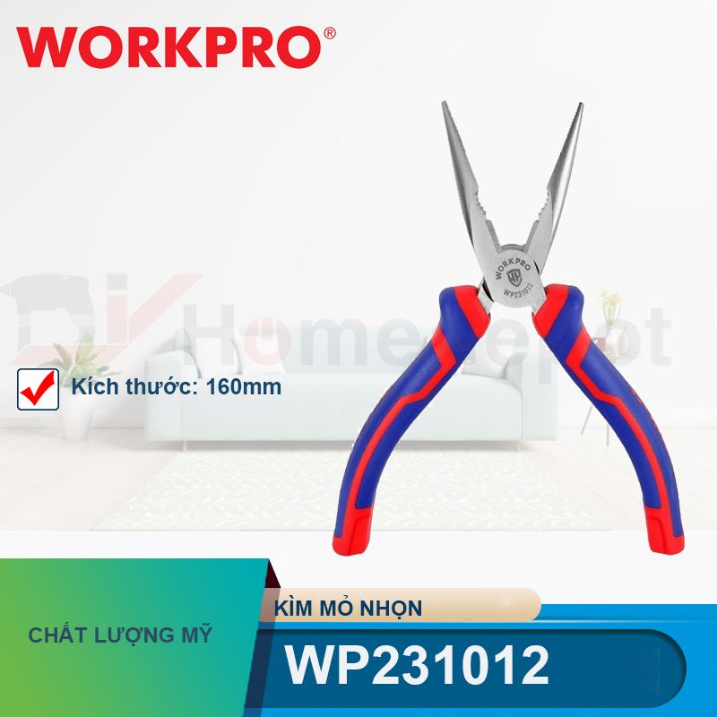 Kìm mỏ nhọn đa năng 6 inch 160mm Workpro - WP231012