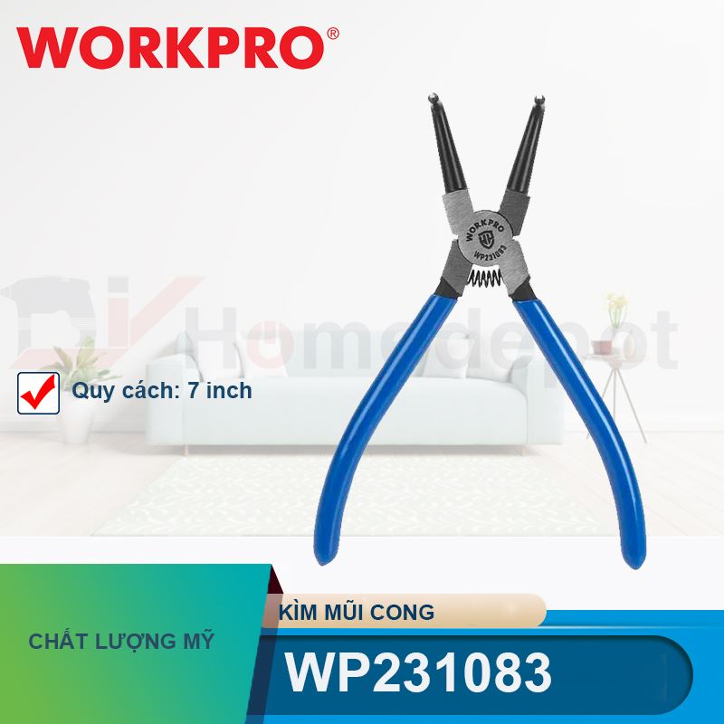 Kìm mũi cong bằng thép Workpro - WP231083