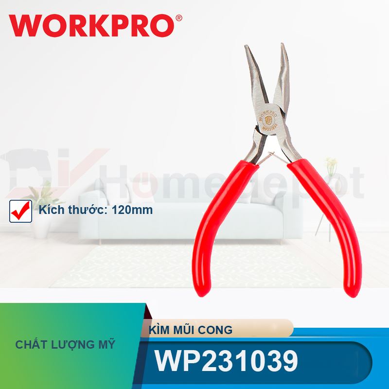 Kìm mũi cong mini Workpro - WP231039