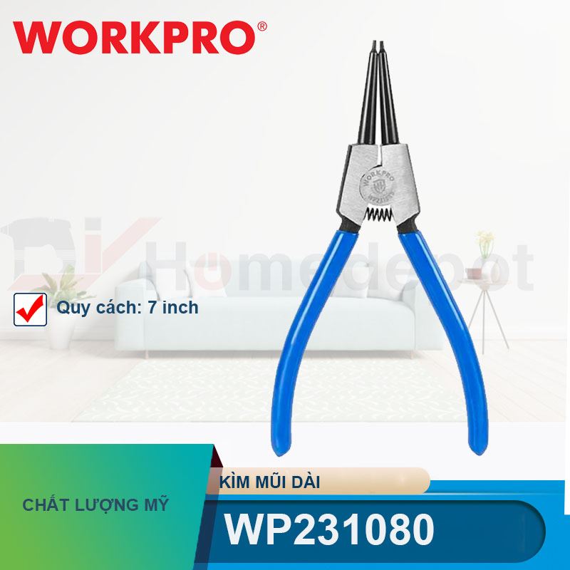 Kìm mũi dài bằng thép CR-V Workpro - WP231080