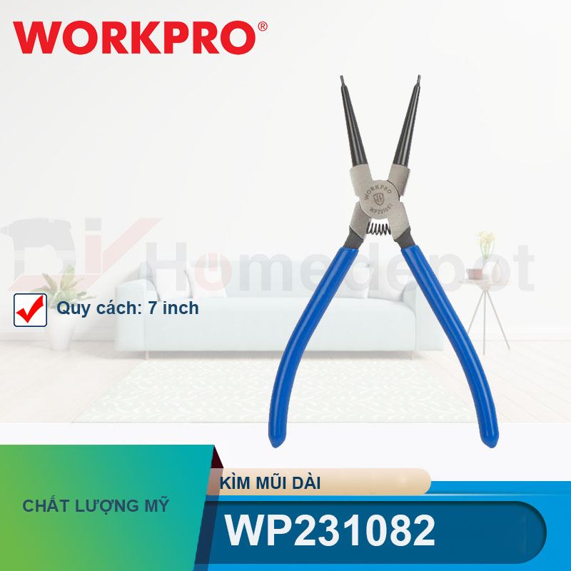 Kìm mũi dài bằng thép CR-V Workpro - WP231082