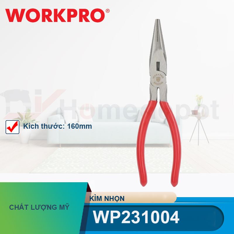 Kìm nhọn 6 inch 160mm Workpro -  WP231004