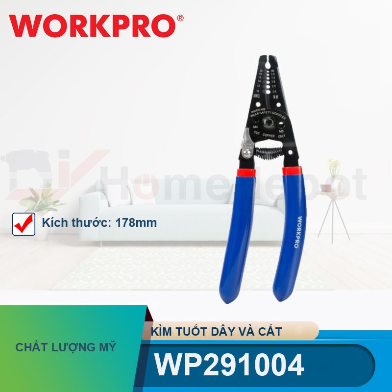 Kìm tuốt dây và cắt, kích thước 178mm Workpro - WP291004