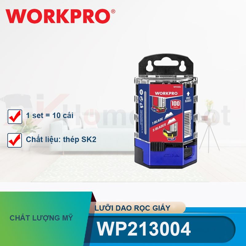 Lưỡi dao rọc giấy bằng thép SK2, (1set = 10 cái) Workpro - WP213004