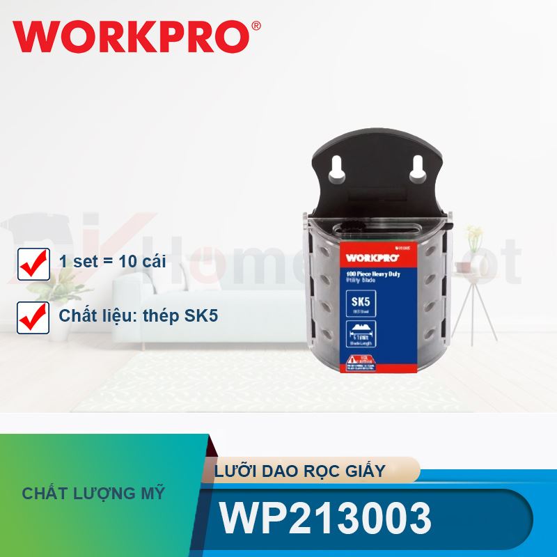 Lưỡi dao rọc giấy bằng thép SK5, (1set = 10 cái) Workpro - WP213003