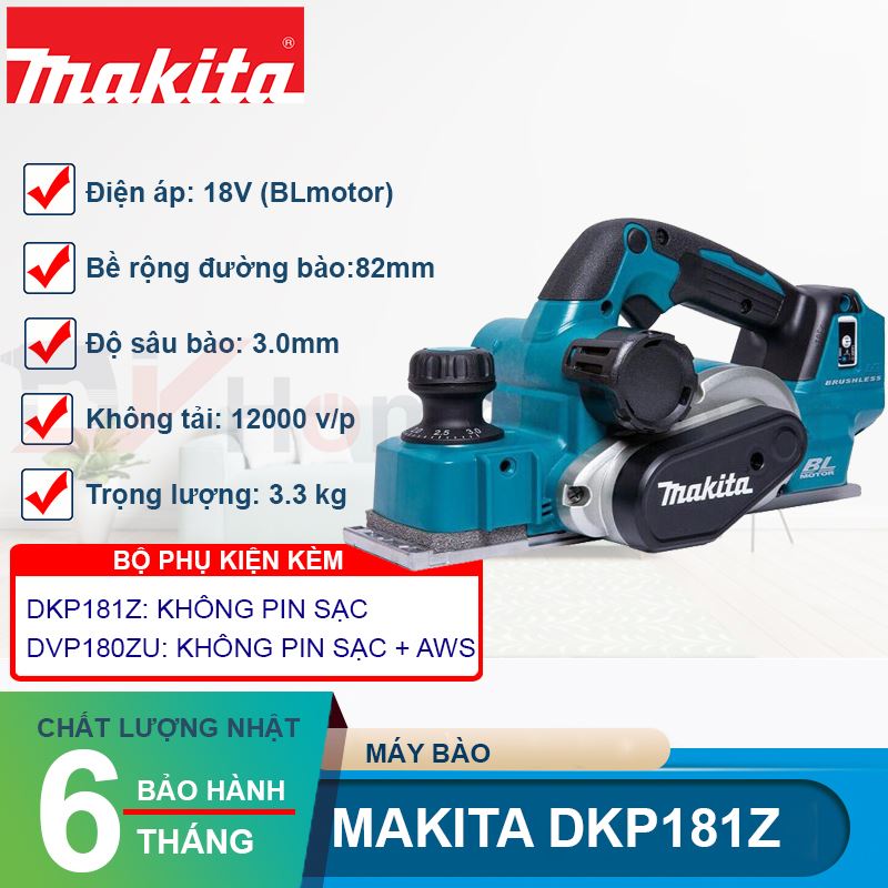 Máy bào gỗ dùng pin Makita DKP181Z 18V