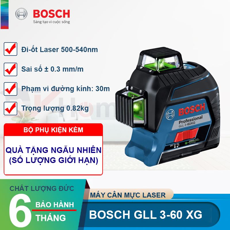 Máy cân mực laser Bosch GLL 3-60 XG (Tia xanh)
