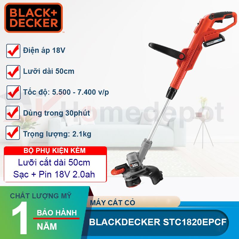 Máy cắt cỏ dùng pin Black&Decker STC1820EPCF-B1