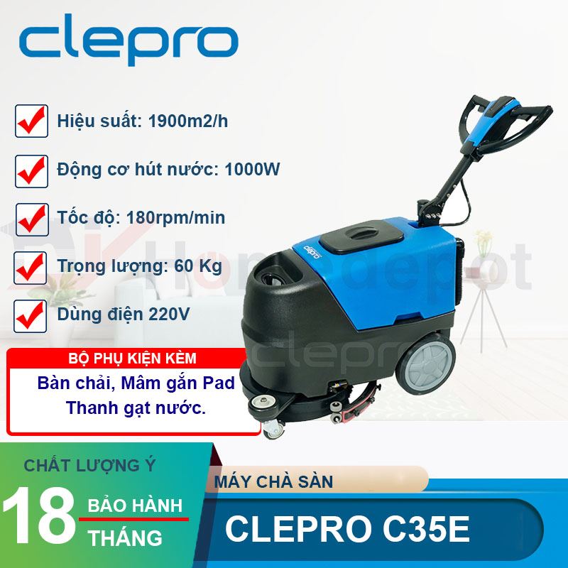 Máy chà sàn công nghiệp liên hợp CLEPRO C35E (Dùng điện)