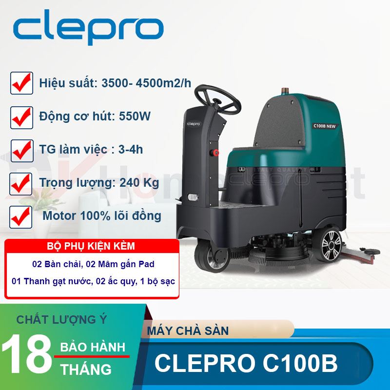 Máy chà sàn công nghiệp ngồi lái CLEPRO C100B New