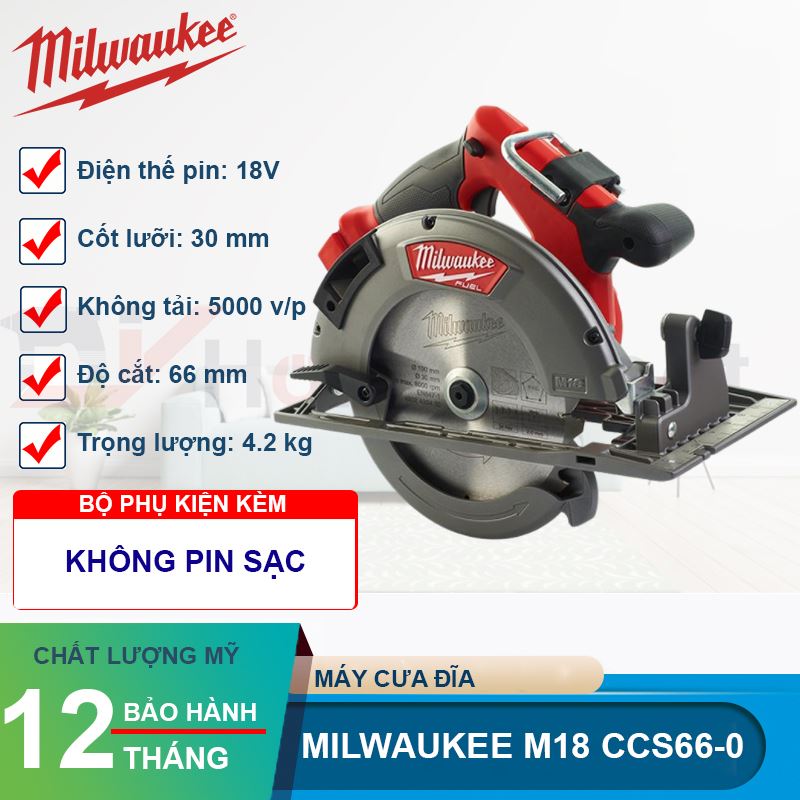 Máy cưa đĩa Milwaukee M18 CCS66-0