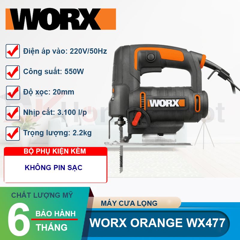 Máy cưa lọng 550W Worx Orange WX477