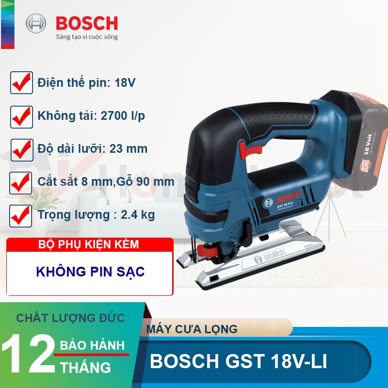 Máy cưa lọng dùng pin Bosch GST 18V-LI (Solo)