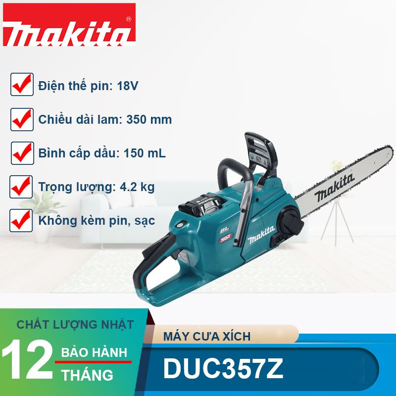 Máy cưa xích dùng pin 18V Makita DUC357Z