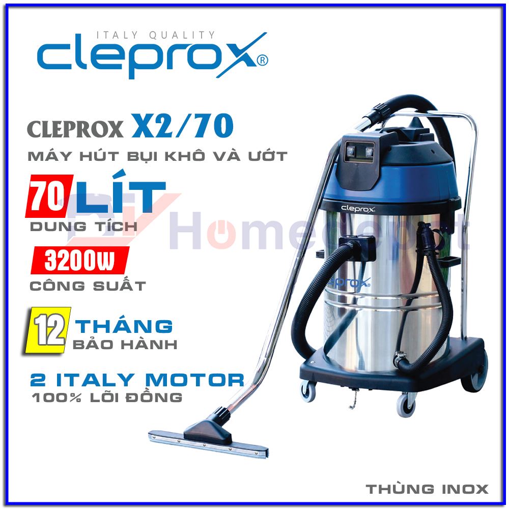 Máy hút bụi công nghiệp CleproX X2/70 (thùng inox)