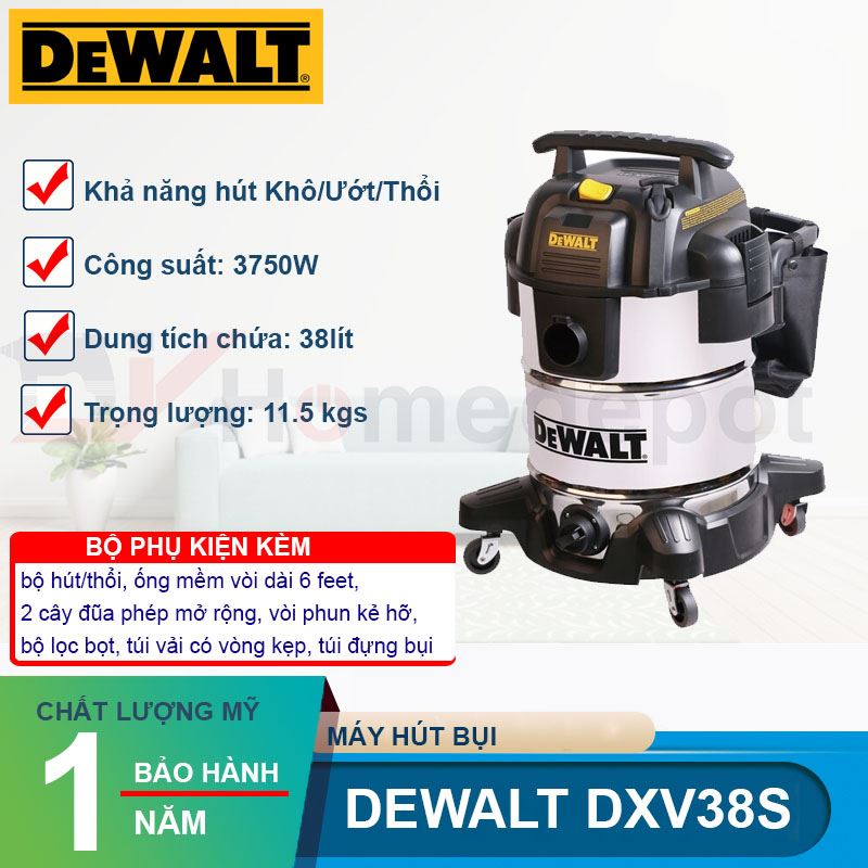 Máy hút bụi công nghiệp Dewalt DXV38S