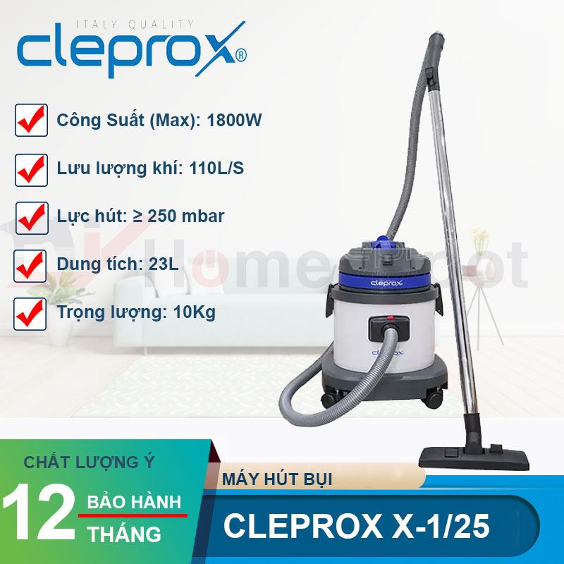 Máy hút bụi khô và ướt 23L CLEPROX X-1/25 (thùng nhựa)