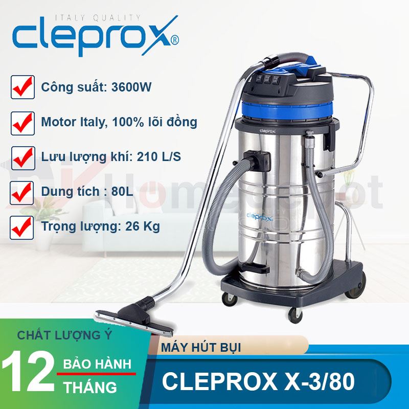 Máy hút bụi khô và ướt 80L CleproX X-3/80 (thùng inox)