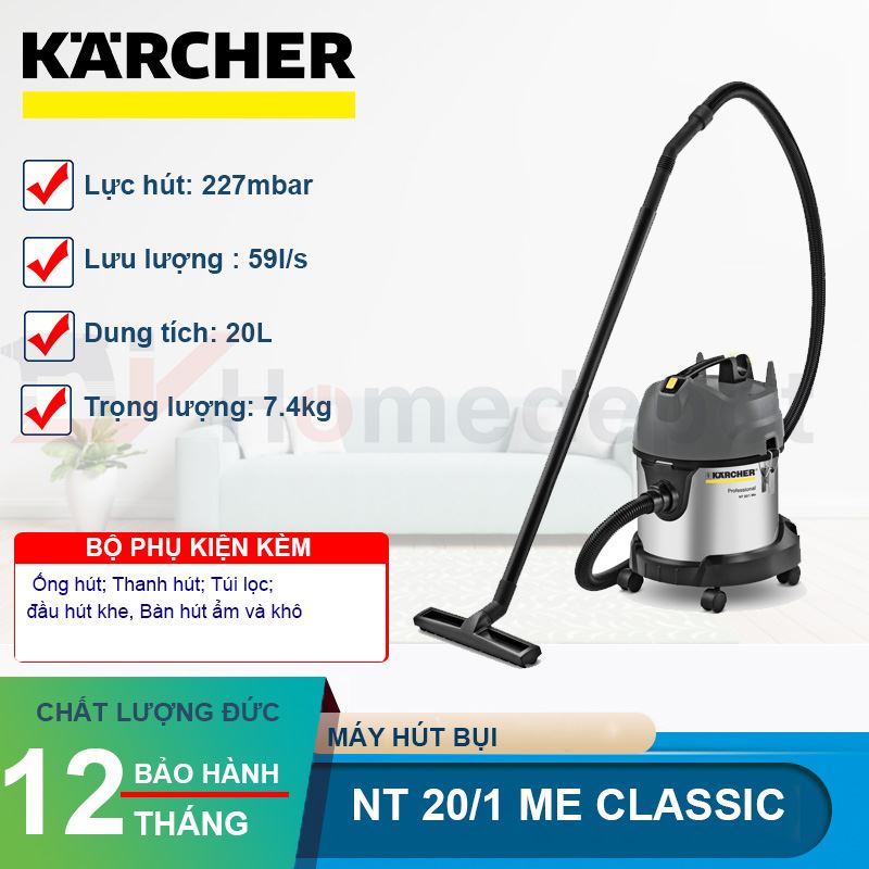 Máy hút bụi khô và ướt Karcher NT 20/1 Me Classic