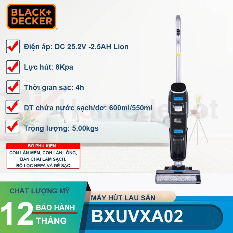 Máy hút bụi lau sàn thông minh không dây BLACK+DECKER BXUVXA02