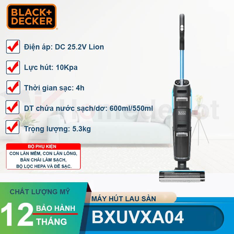 Máy hút bụi lau sàn thông minh không dây BLACK+DECKER BXUVXA04