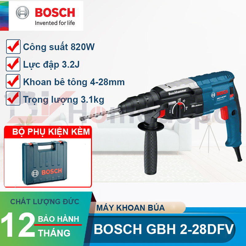 Máy khoan bê tông Bosch GBH 2-28 DFV 820W