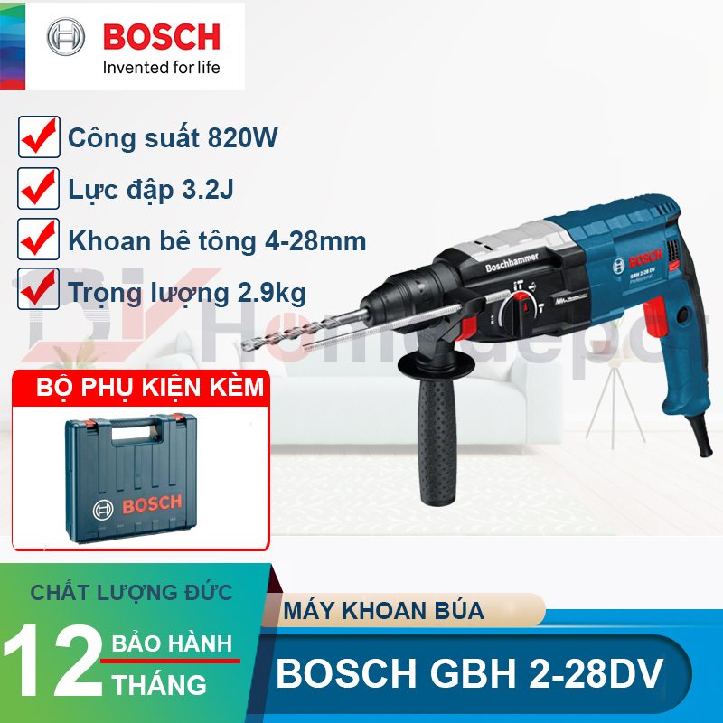 Máy khoan bê tông Bosch GBH 2-28 DV 820W