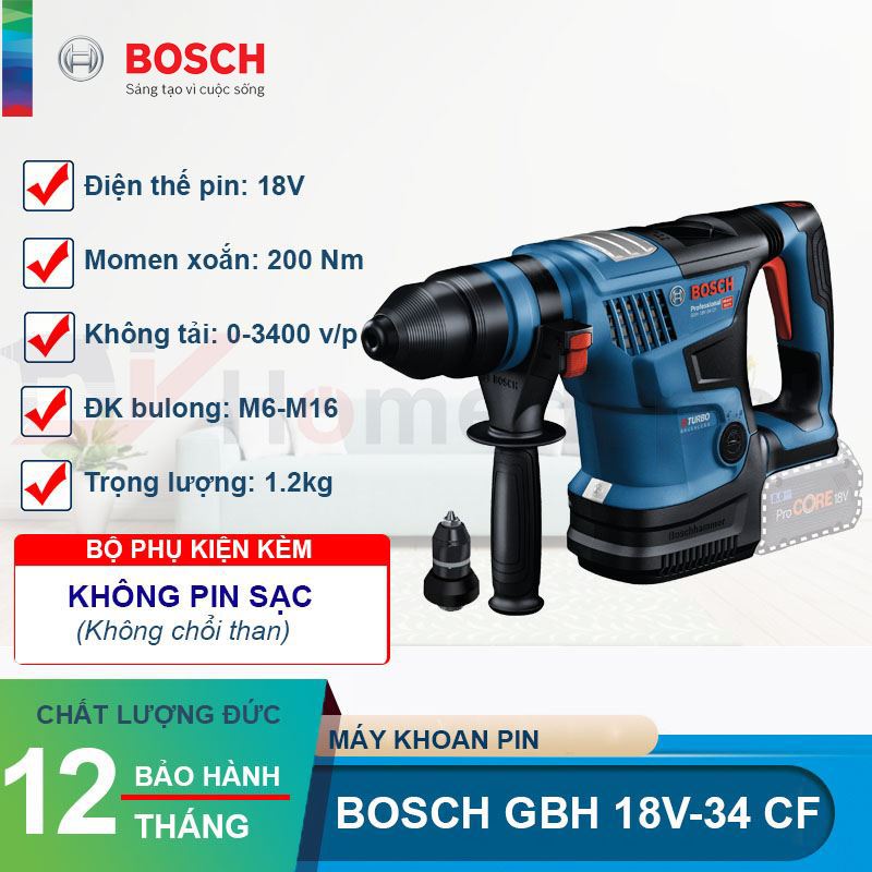 Máy khoan bê tông dùng pin Bosch GBH 18V-34 CF (Solo)