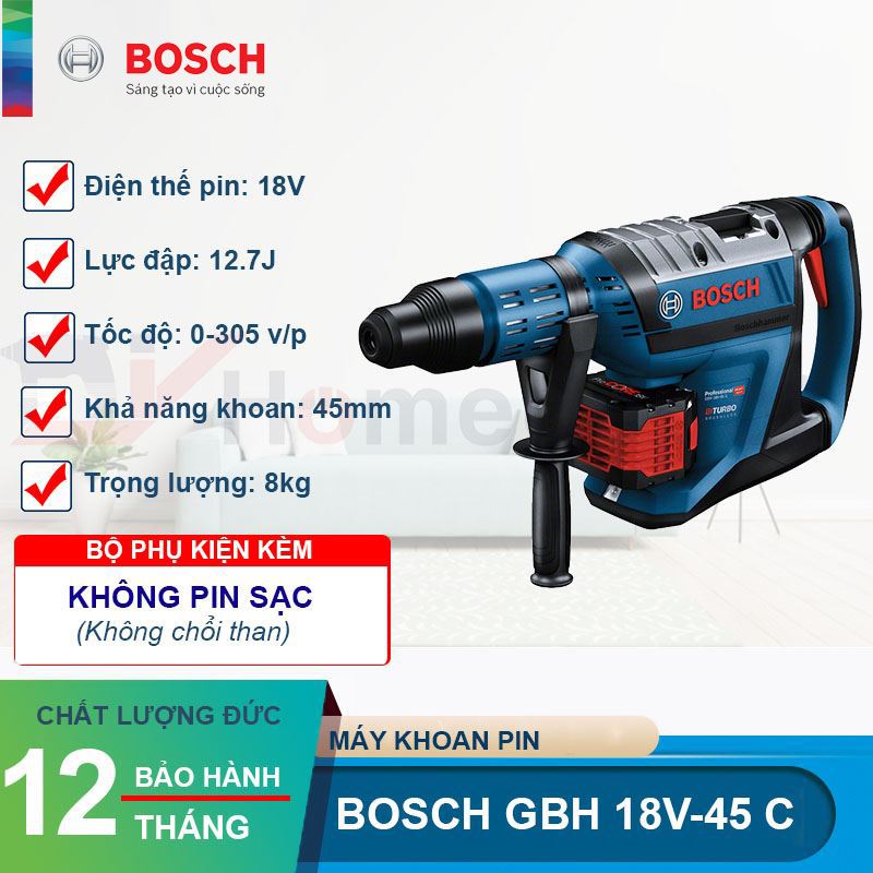 Máy khoan bê tông dùng pin Bosch GBH 18V-45 C (Solo)