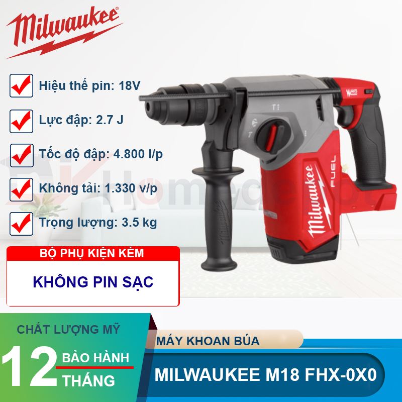 Máy khoan búa Milwaukee M18 FHX-0X0