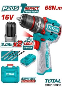 Máy Khoan Động Lực Dùng Pin 16V Total TIDLI166062 Không Chổi Than 66Nm Kèm 2 Pin 2.0Ah & Sạc Chính Hãng