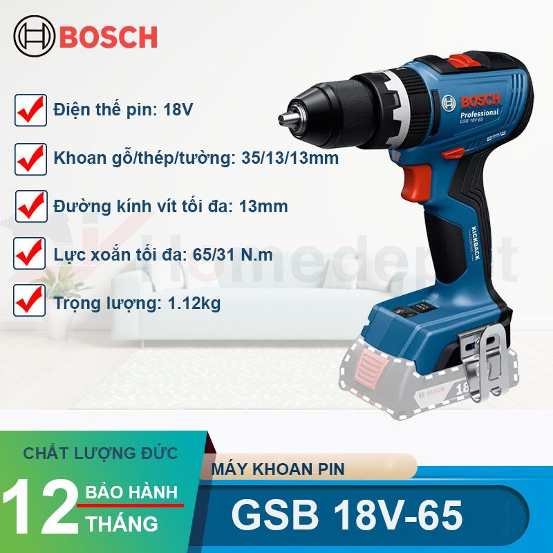 Máy khoan pin Bosch GSB 18V-65