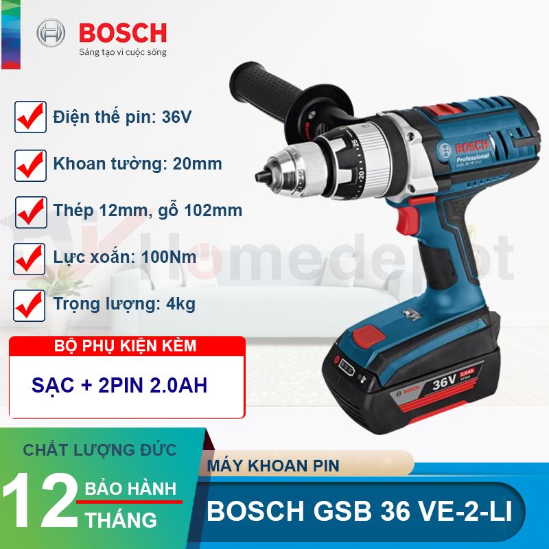 Máy khoan pin Bosch GSB 36-VE-2-LI