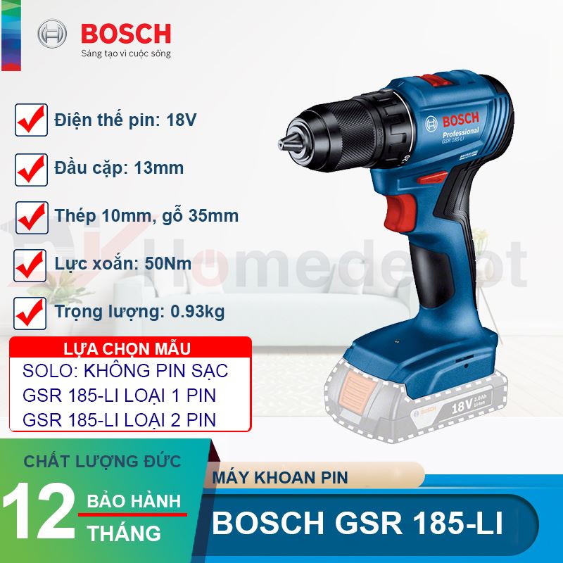 Máy khoan pin Bosch GSR 185-LI 18V
