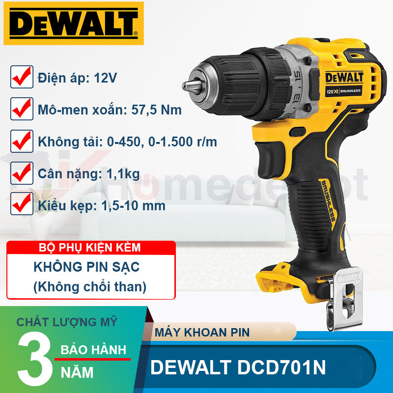 Máy khoan pin 12V Dewalt DCD701N/D1/D2