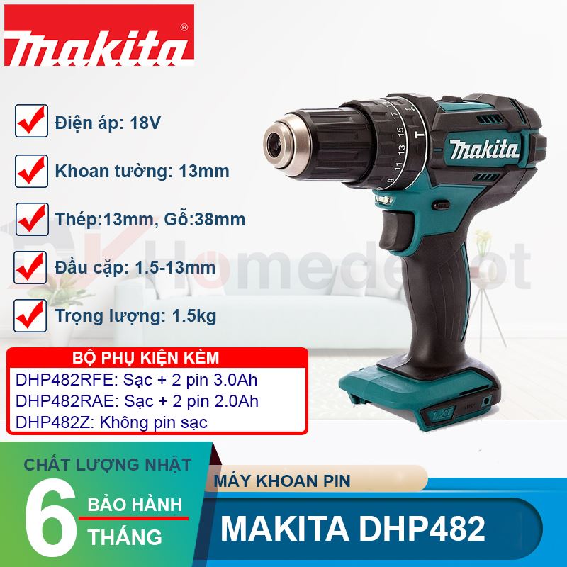 Máy khoan pin Makita DHP482 18V