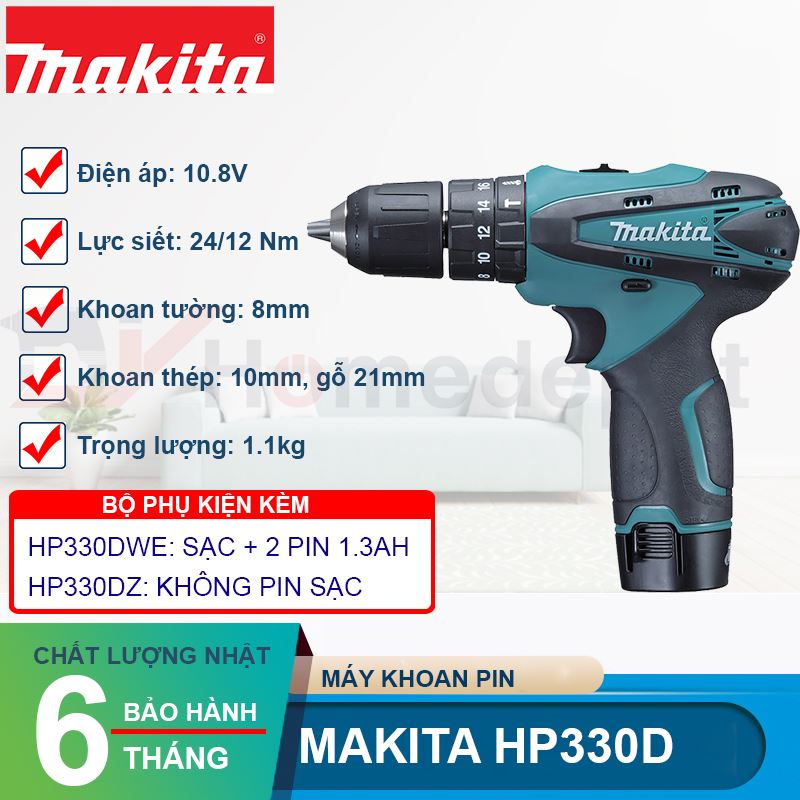 pistol Præferencebehandling fortjener Máy khoan pin Makita HP330D 10.8V