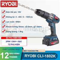 Máy khoan pin Ryobi CLI-1802K 18V