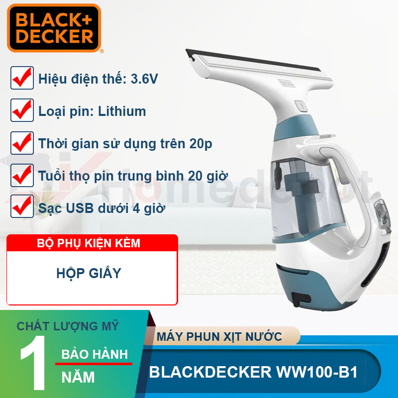 Máy lau kính dùng pin Black&Decker WW100-B1