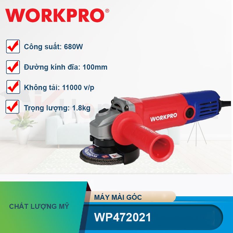 Máy mài góc 100mm Workpro 680W WP472021