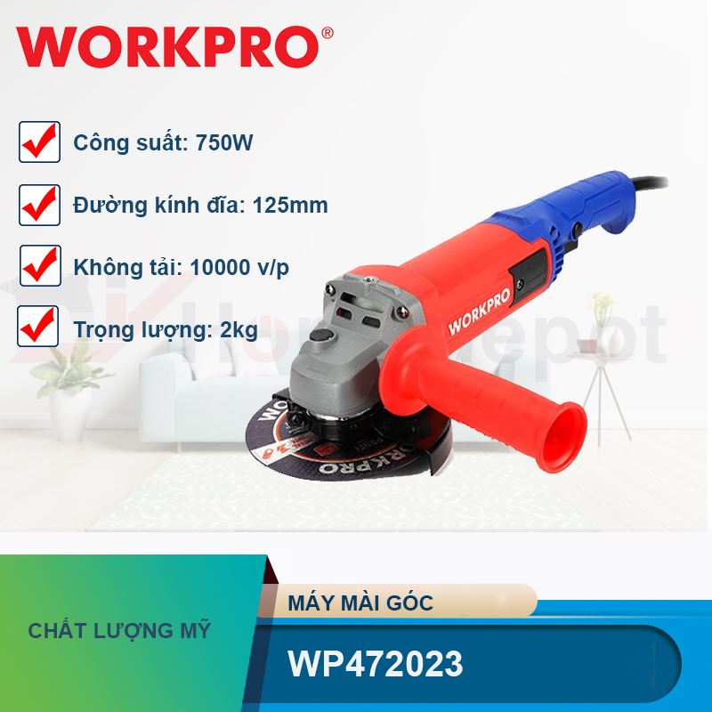 Máy mài góc 125mm Workpro 750W WP472023