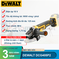 Máy mài góc dùng pin Dewalt DCG405P2 18V