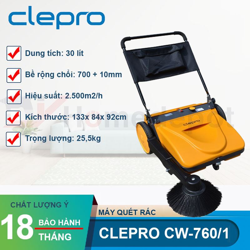 Máy quét đường đẩy tay Clepro CW-760/1